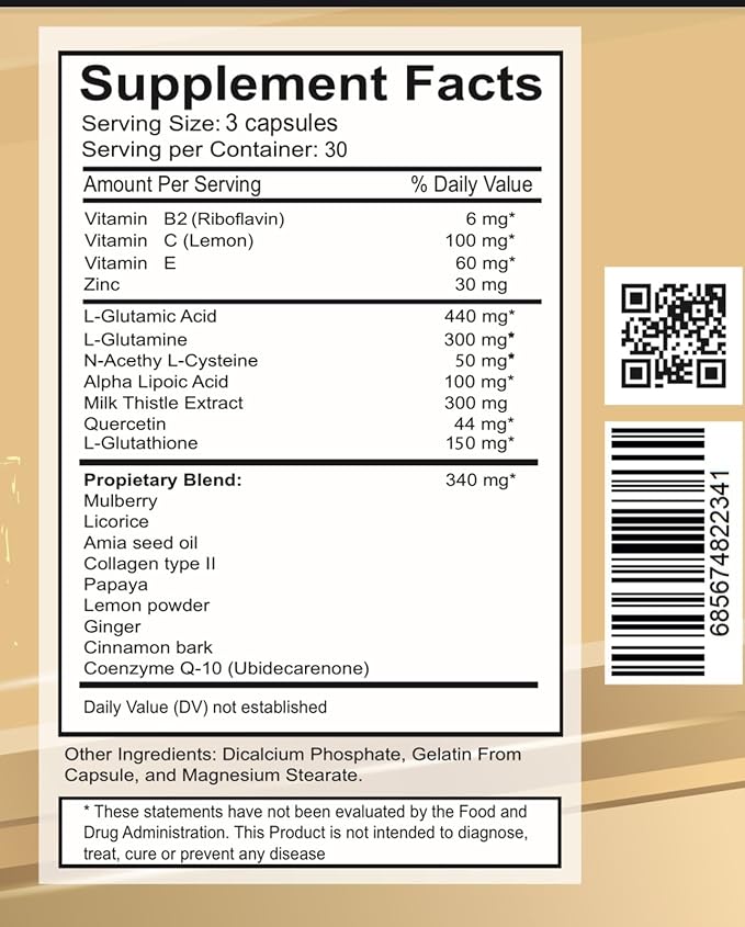 VITAMISAN Glutathione Liposomal, NAC, Milk Thistle, Collagen, Total, 90 Capsules, Made in USA, Fresh