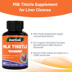 Milk Thistle Supplement,60 Capsules - 380mg Extract & 80% Silymarin Standardized, Liver Support Supplement, Vegan, Non-GMO