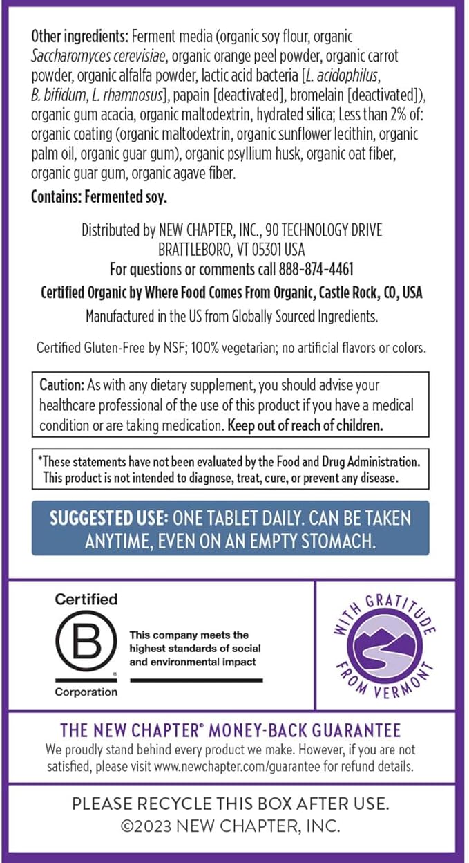New Chapter Men’s Multivitamin 55+, Extra B6 & B12, D3, Astaxanthin, Vitamin C & Zinc, Immune, Heart, Cellular Energy, and Brain Health, Gentle on The Stomach, One Daily, Non-GMO, 48 Tablets