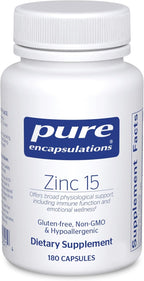 Pure Encapsulations Zinc 15 mg - Zinc Picolinate Supplement for Immune System Support, Growth & Development - for Wound Healing - 180 Capsules