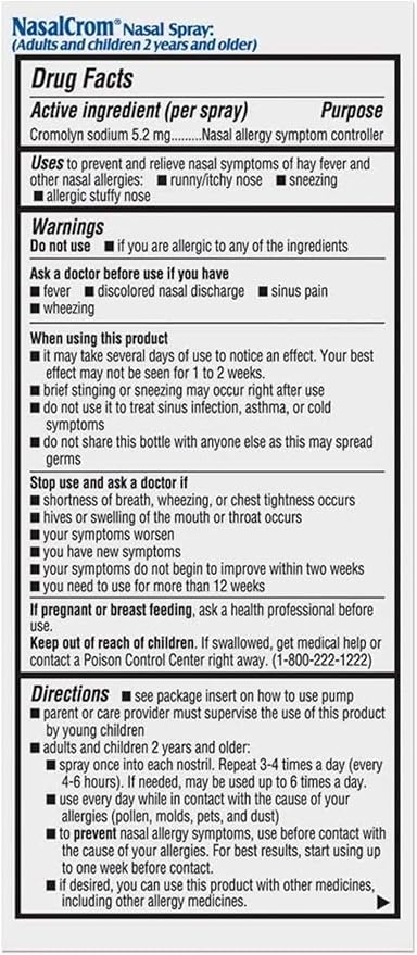 NasalCrom Nasal Spray Allergy Symptom Controller | 200 Sprays | .88 FL OZ,(Pack of 4)