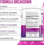 Multi Collagen Peptides Powder for Women - Hydrolyzed Unflavored Collagen Powder for Women with Types I II III V & X plus Vitamin C & Hyaluronic Acid for Beautiful Hair Skin and Nails - 30 Servings