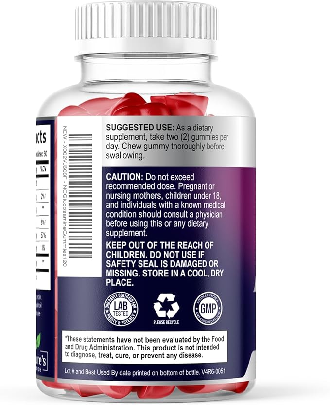 Joint Support Gummies - Extra Strength Glucosamine Gummy Supplement with Vitamin E - Natural Cartilage Joint Health & Flexibility Support, Best Support Glucosamine Chew for Men & Women - 120 Gummies