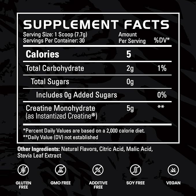 Gains in Bulk Instantized Creatine Monohydrate for Men & Women, Soluble Pre Workout Powder, Supports Muscle Building, Strength and Performance, Bodybuilding Supplements, Sour Gummy, 30 Servings