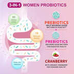 OMOGS Women's Probiotic, with Cranberry Extract, Organic Prebiotics & Vitamin C, 90 Billion CFUs,18 Strains, Help for Boost Immune, Digestive, Gut Health & Women's Health, Gluten & Soy Free,90 Tablets