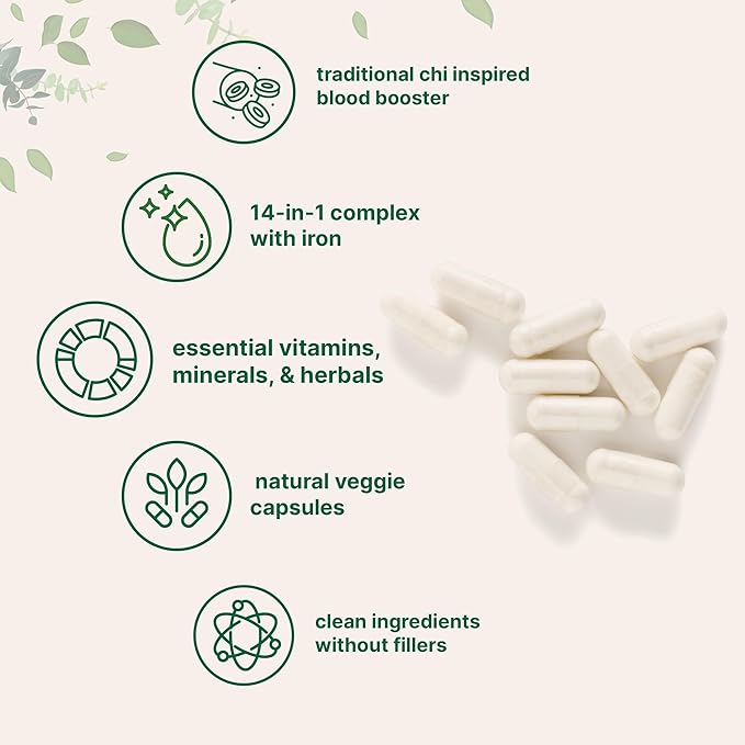 Micro Ingredients Blood Booster+ Iron Supplement, 60 Veggie Capsules | 14-in-1 Iron Bisglycinate with Folate, Vitamins B, C | Gentle Formula Without Side Effects | Red Blood Cell & Anemia Support