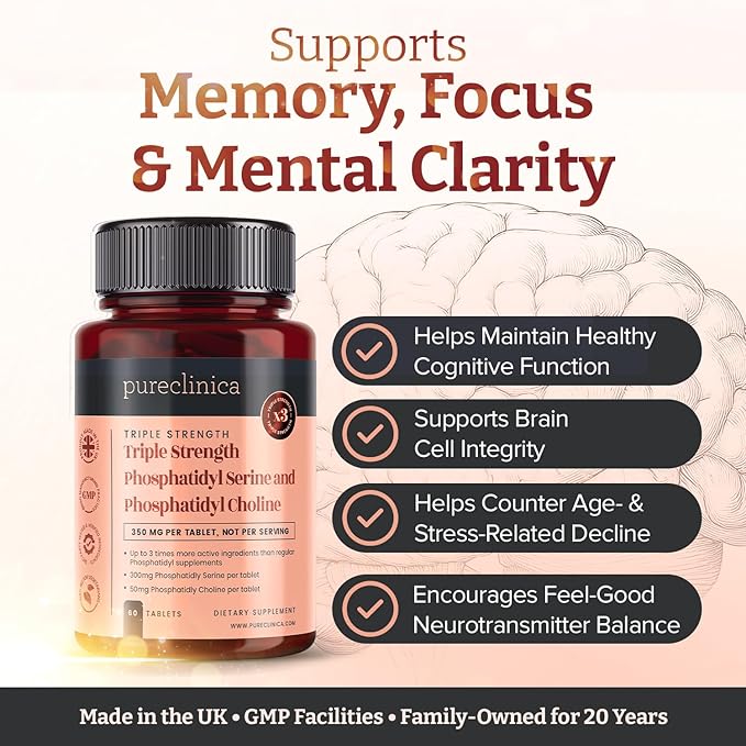 Triple Strength Phophatydyl Serine and Phosphatidyl Choline x 120 Tablets (2 Bottles of 60 Tablets).