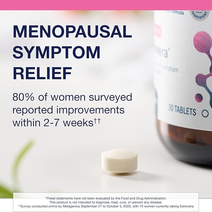 Metagenics HerWellness Estrovera - Hormone-Free Plant-Based Supplement - Supports Menopause & Perimenopause Relief - Hot Flashes, Night Sweats, Multi-Symptom Support - Vegetarian, Non-GMO - 30 Tablets