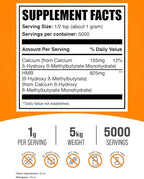 BulkSupplements.com HMB Powder - as Calcium HMB Supplement, Beta-Hydroxy Beta-Methylbutyrate - Unflavored & Gluten Free, 1g per Serving, 1kg (Pack of 5) (11 lbs)
