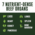 Beef Organ Supplement Grass Fed - 7 Beef Organs Complex from New Zealand - Liver Heart Pancreas Kidney Lung Spleen Bone Marrow - Non-GMO, No Fillers, Hormone & Antibiotic Free - Carnivore Diet - 180ct