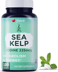 Thyroid Support for Women, Iodine Supplements for Thyroid, 225mg – Natural Metabolism & Energy, Organic Seaweed from North Atlantic Ocean, Plant-Based, Non-GMO - 100 Tablets