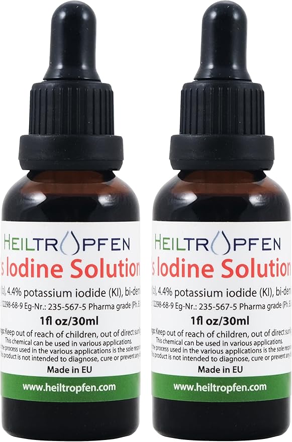2X 2.2% Lugol's Iodine Solution 2x1 Fl Oz - 2x30 ml | Pharmaceutical Grade Ingredients | Third-Party Tested | Lugols Solution Made with Iodine and Potassium Iodide | Set of Two Bottles | Heiltropfen®