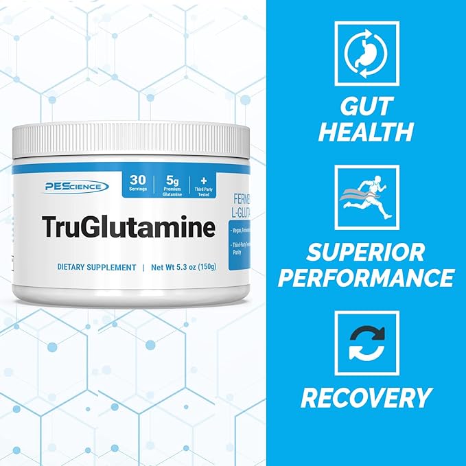 PEScience TruGlutamine, Fermented L-Glutamine Powder, Gut Health Support, Vegan, Third-Party Tested - Unflavored, 30 Servings