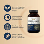 Pure Magnesium Glycinate 500mg with Fat Soluble Vitamin C, 480 Veggie Capsules (2 Pack) – 100% Chelated & Purified – 3rd Party Tested, Filler Free, Vegan Friendly, Non-GMO