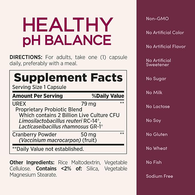 Nature's Bounty Probiotics for Women, Vaginal Probiotics for Healthy pH Balance, 2 Billion CFU, Clinically Studied Strains, Optimal Solutions pH Balance Pills, 30 Vegetarian Capsules (Pack of 2)