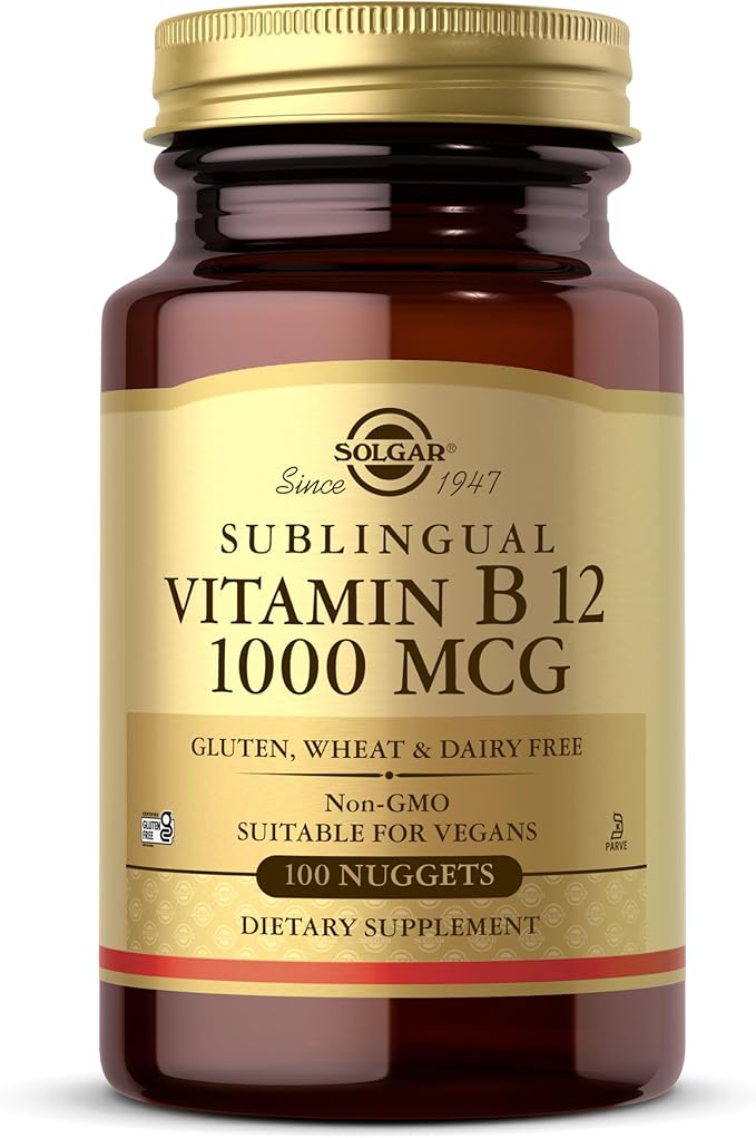 Solgar Vitamin B12 1000 mcg, 100 Nuggets - Energy Production, Red Blood Cells - Healthy Nervous System - Promotes Cardiovascular Health - Vitamin B - Non-GMO, Gluten Free, Kosher - 100 Servings