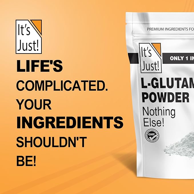 It's Just! - L-Glutamine Powder, Unflavored, Amino Acid, Faster Muscle Recovery, Leaky Gut, Digestive Support (500 Grams / 100 Servings)