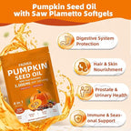 Pumpkin Seed Oil with Saw Palmetto, Vitamin D3 & Elderberry-300 Capsules, Pure Virgin Oil, Essential Fatty Acids & Phytosterols-Supports Prostate Function, Hair Health & Urinary Comfort