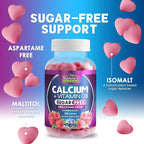 Calcium Supplement Gummies - Sugar Free Calcium Gummy with Vitamin D3 for Best Absorption - Supports Immune Health, Bones & Teeth - Nature's Calcium Chews for Women & Men - Berry Flavor - 120 Gummies