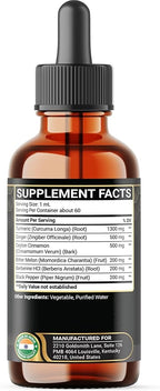 6in1 Liquid Turmeric Curcumin with Ginger, Berberine Extract, Ceylon Cinnamon, Bitter Melon, Black Pepper - Drops Extract - 2FL oz - 60 Servings