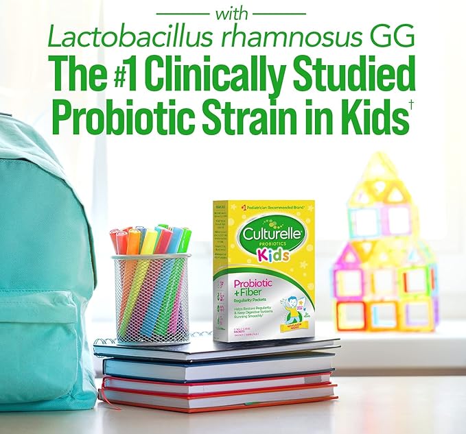Culturelle Kids Probiotic + Fiber Packets (Ages 3+) - 60 Count - Digestive Health & Immune Support - Helps Restore Regularity