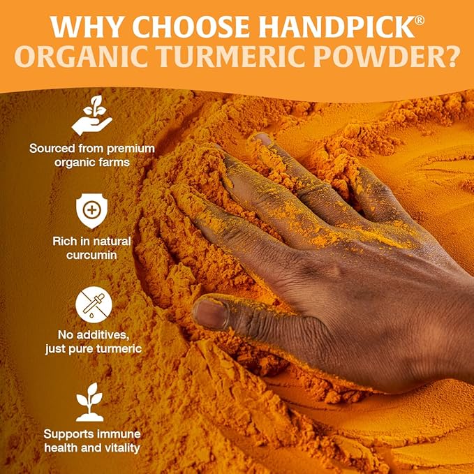 HANDPICK, Organic Turmeric Powder with Curcumin (397g/14oz) | Authentic Indian Origin | Gluten Free | Made from Turmeric Root