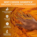 HANDPICK, Organic Turmeric Powder with Curcumin (397g/14oz) | Authentic Indian Origin | Gluten Free | Made from Turmeric Root