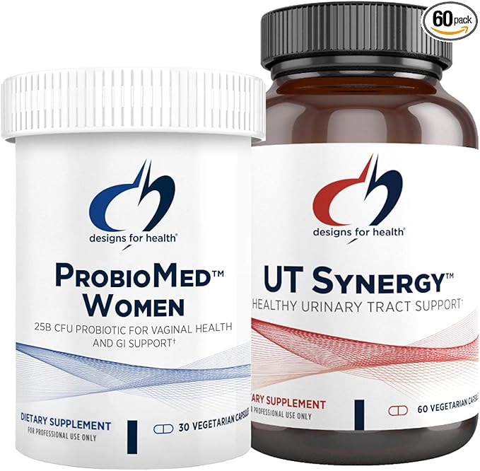 Designs for Health Vaginal Probiotic & UT Support Bundle - ProbioMed Women Probiotic (30 Capsules) for Gut Health & Vaginal pH, UT Synergy (60 Capsules) Urinary Tract Support with Hibiscus & D-Mannose