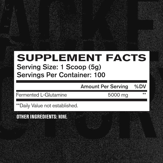 Jacked Factory L-Glutamine Powder 100 Servings - Vegan Fermented L Glutamine Supplement for Post Workout Muscle Recovery, Immunity, Digestive Health | No Artificial Filler - Unflavored