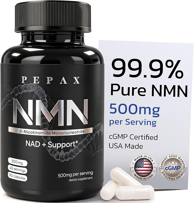 NMN Supplement 500mg - 99% Pure NMN Supplement Capsules for Increased NAD Levels & Healthy Aging - Third Party Tested Stabilized Capsules, cGMP Certified, 90 Liposomal NMN (45 Servings)
