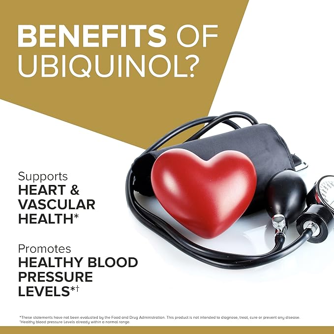 Qunol 100mg Ubiquinol, Powerful Antioxidant for Heart & Vascular Health, Essential for Energy Production, Natural Supplement Active Form of Coq10, 120 Count