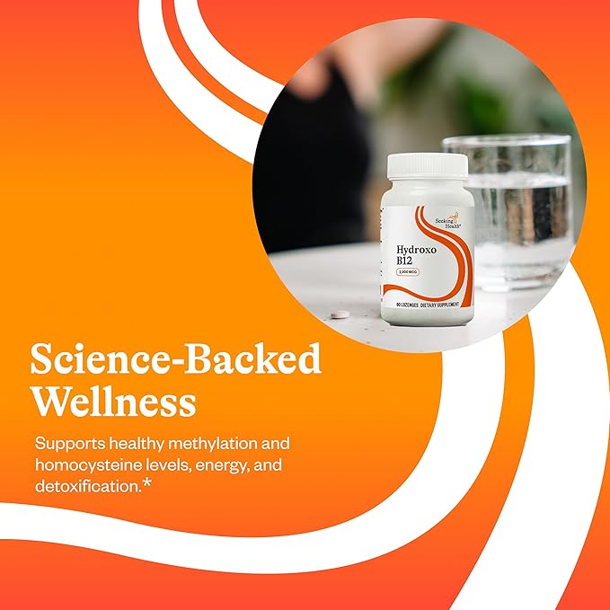 Seeking Health Hydroxo B12 - Vitamin B Supplement for Energy Support - Supplement with Folate to Support Methylation & Homocysteine Levels - 2000 mcg, 60 Lozenges