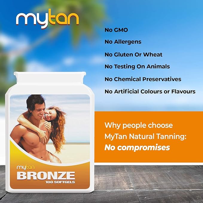 Bronze Tanning Pills Twin Pack | Sun Tan Supplement | Astaxanthin Lutein Lycopene | 14-Week Season Supply