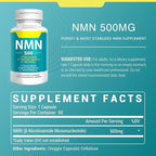 Vegan NMN Supplement 500mg, Higher Absorption - 99% Pure NMN (Nicotinamide Mononucleotide)for NAD+, Cellular Energy Immune Muscle, Anti-Aging & Longevity, Stabilized NMN - 60 Capsules (60 Days Supply)