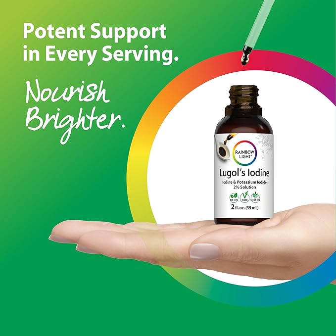 Rainbow Light Lugols 2 Percent Iodine Solution | 2 fl oz | Iodine & Potassium Iodide 2% | Liquid Drops