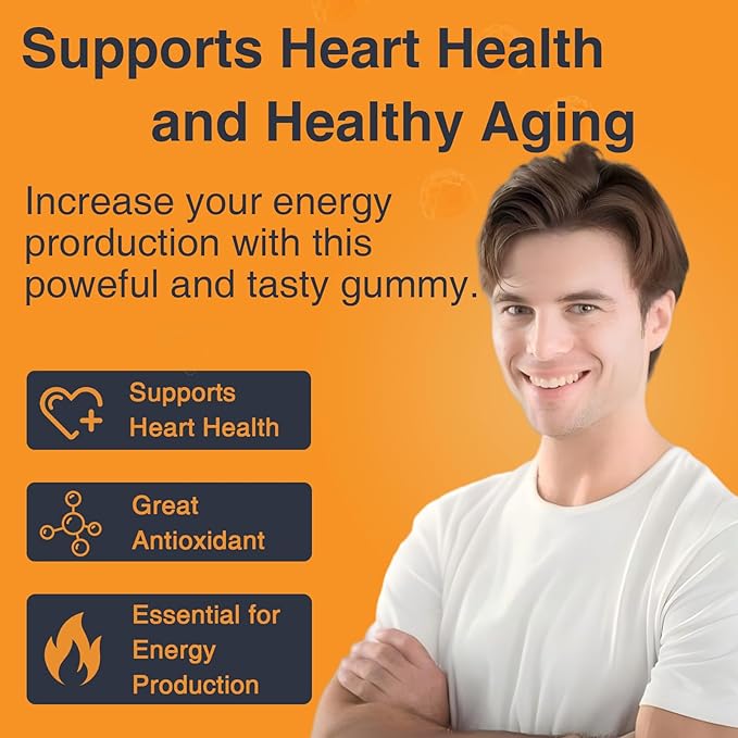 ZEBORA CoQ10 200mg Gummies, Coenzyme Q10 for Heart & Immune Health Support, Powerful Antioxidant, Boosts Energy, Natural Orange Flavor, Non-GMO, 90 Gummies