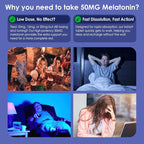 NEVISS Melatonin 50 mg for Adults - Extra Strength 9-in-1 Fast Dissolve Sublingual - High Dose with Magnesium Glycinate, Vitamin D3, Ashwagandha, Lemon Balm, Chamomile, Sugar Free,Vegan 120 Tablets