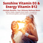 NEVISS 2Pack Vegan Vitamin D3 + Vitamin B12 Gummies, High Potency D3 5000IU & 1000 mcg Methylated B12, Vitamin D3 and B12 for Adults, Support Bone Health, Immune & Energy Supplement, 120 Count
