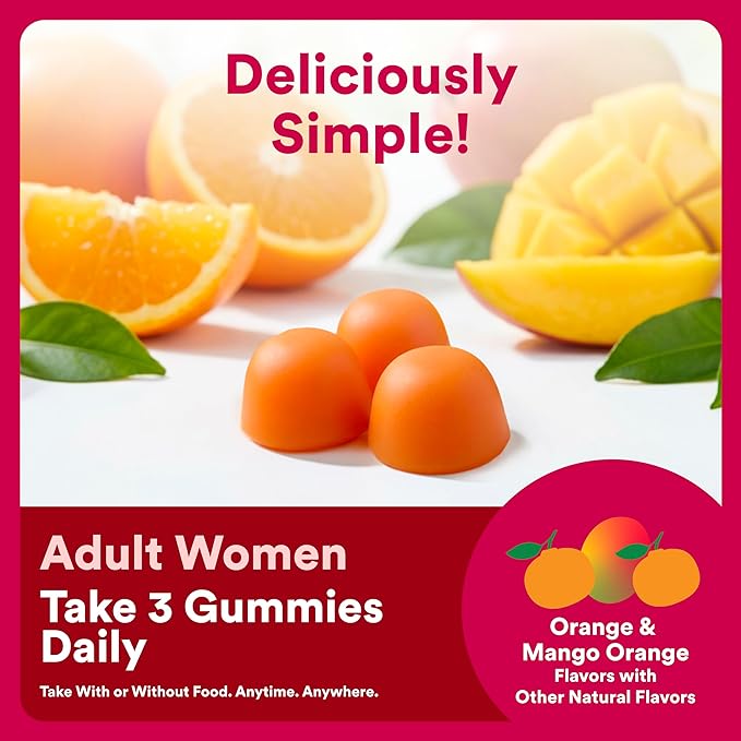 SmartyPants Multivitamin Gummy for Women 50 and Over, Omega 3 (DHA/EPA), Methylfolate, CoQ10, Vitamin D3, C, Vitamin B12, B6, A, K, Biotin, Gluten Free, 90 Count (30 Day Supply)