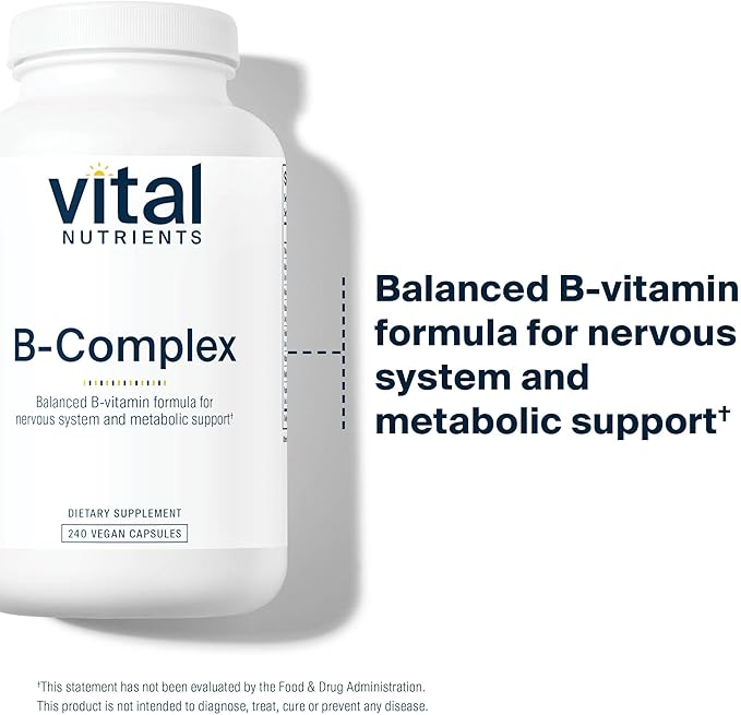 Vital Nutrients Vitamin B-Complex - Vegan High-Potency Methylated B Complex Vitamins - B Vitamins Support Energy Production, Metabolism, and Heart Health* - Gluten, Dairy, Soy Free - 240 Capsules