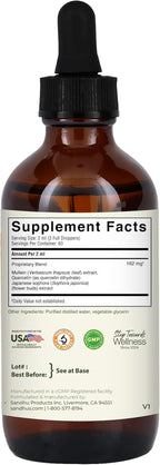 Sandhu's Mullein Drops for Lungs | Mullein Leaf Extract Supplement for Immune, Lung & Respiratory Health Support | Alcohol Free, Natural Herbal Tincture | 4 fl oz, 2 Months Supply