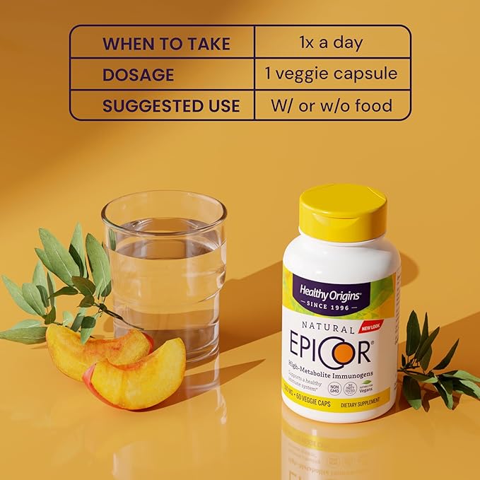 Healthy Origins EpiCor 500 mg, 30 Veggie Capsules - Featuring Clinically Studied Dried Yeast Fermentate - Supports Immune Function, Seasonal Wellness & Healthy Respiratory Health - 1 Month Supply