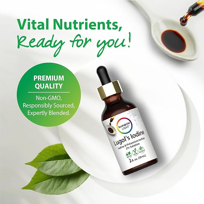 Rainbow Light Lugols 2 Percent Iodine Solution | 2 fl oz | Iodine & Potassium Iodide 2% | Liquid Drops