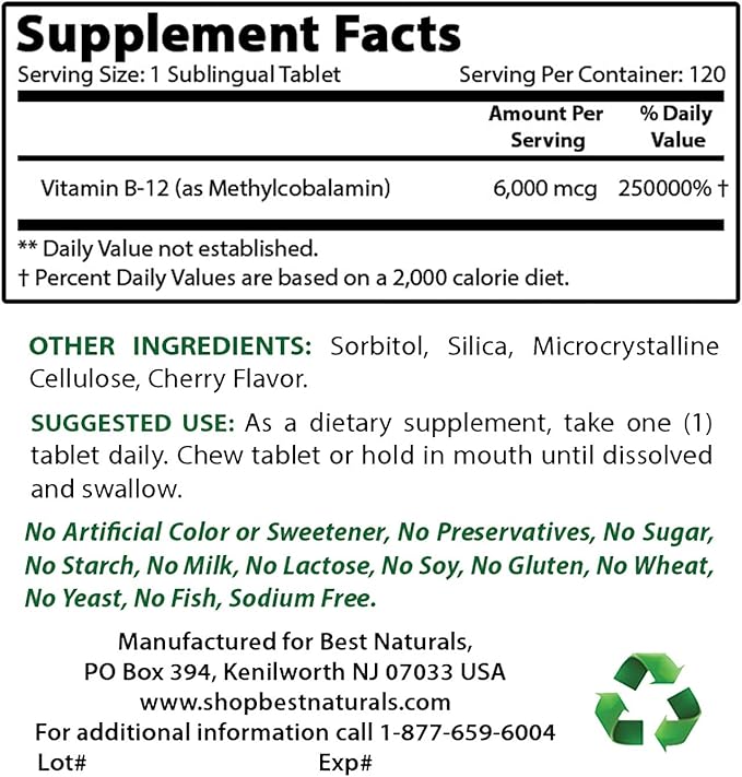 Best Naturals D-Mannose 1500 mg & Vitamin B12 6000 mcg
