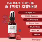 MARYRUTH'S Organic Methyl B12 Spray | 1,500 mcg B12 Per Serving | Methylcobalamin | Energy Metabolism | Cognitive Function | Neuro Health | Vegan | Gluten Free | Sugar Free | 1 Fl Oz