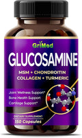 GriMed Glucosamine 12,000mg - X12 Power with MSM, Chondroitin, Collagen, Turmeric for Joint Wellness, Strong Bones, Cartilage Support