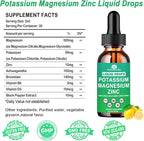 Potassium Magnesium Supplement Liquid, Electrolyte Potassium & Calm Magnesium Complex Drops Plus Zinc, Vitamin D3 & B6 for Cramp Relief, Bone, Energy & Immune Health, Faster Absorption Than Gummies