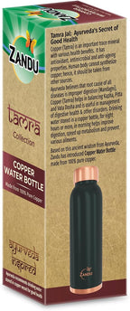 Zandu Copper Bottle (Green): Prepared with 100% Pure Copper | Useful in Promoting Overall Health (Pack of 950 ml)