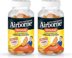 Airborne 750mg Vitamin C Immune Support Supplement Gummies for Adults, Zesty Orange Flavor, Gluten Free Crafted Blend with Powerful Antioxidants Vitamins A C & E, 63 Gummies (2 Pack)