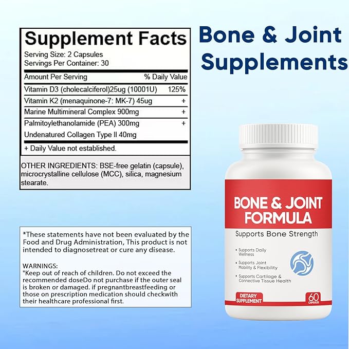 Shield Bone and Joint Formula - Enhanced Bone Support & Bone Health Supplement with Vitamin D3 & K2, 60 Capsules (1)